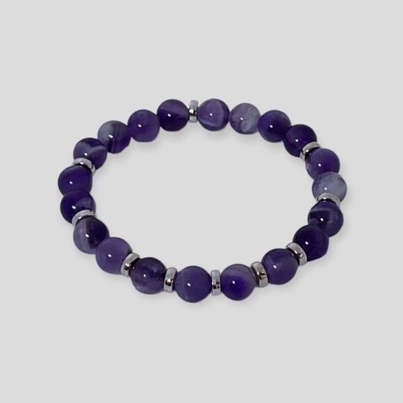 NWT Wool + Pepper Co. Zodiac + Gemstone - Aquarius + Amethyst Bracelet (Silver) - Picture 7 of 10